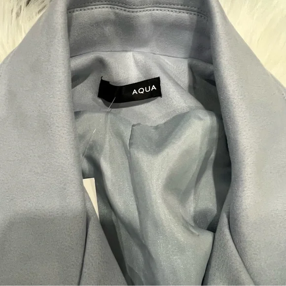 Aqua Light Blue Faux Suede Biker Jacket - Picture 4 of 12